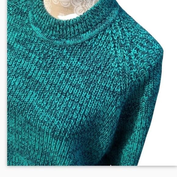 Vtg Strawbridge & Clothier Size XL green navy marled chunky pullover sweater - Picture 4 of 8